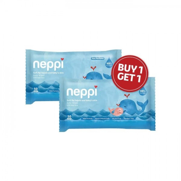 Neppi Wipes Non Parfum 50's - Buy 1 Get 1